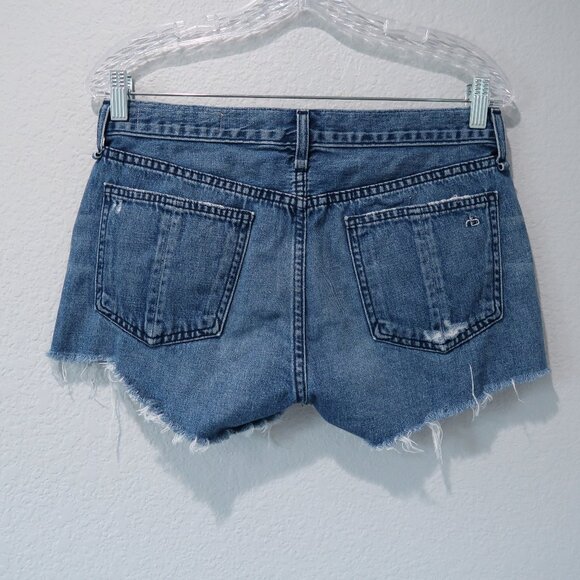 Rag & Bone Womens Cate Mid Rise Shorts Jean Denim Distressed Bottoms 27 - Picture 6 of 17
